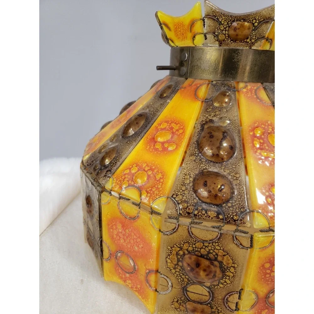 RARE Vintage Felipe Derflingher Mosaic MCM Hanging Swag Light Table Lamp Shade